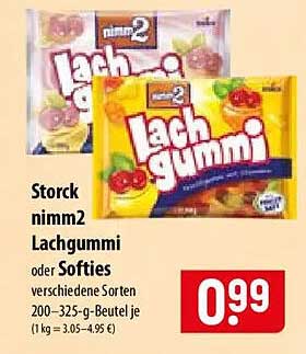 Storck nimm2 Lachgummi oder Softies verschiedene Sorten 200–325-g-Beutel je