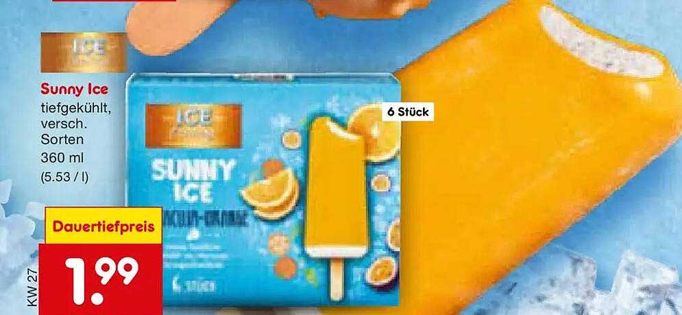 Sunny Ice tiefgekühlt, versch. Sorten 360 ml (5.53 / l)