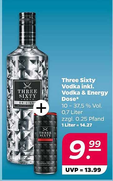 Three Sixty Vodka inkl. Vodka & Energy Dose*