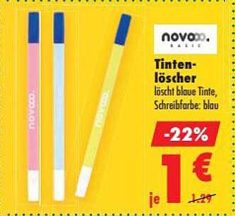 Tintenlöscher löscht blaue Tinte, Schreibfarbe: blau