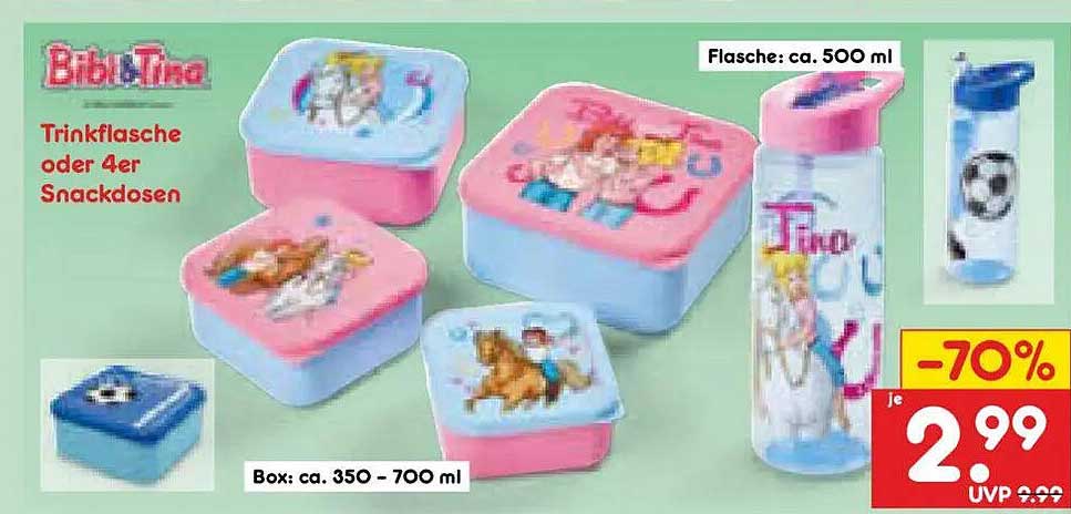Trinkflasche oder 4er Snackdosen