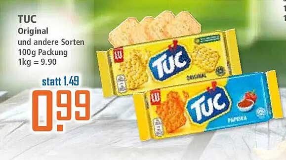 TUC Original und andere Sorten 100g Packung 1kg = 9.90