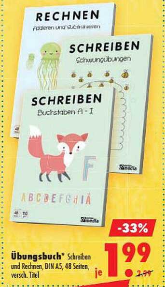 Übungsbuch* Schreiben und Rechnen, DIN A5, 48 Seiten, versch. Titel