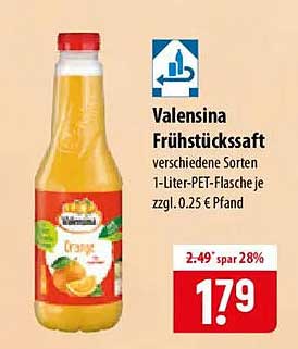 Valensina Frühstückssaft verschiedene Sorten 1-Liter-PET-Flasche je zzgl. 0.25 € Pfand