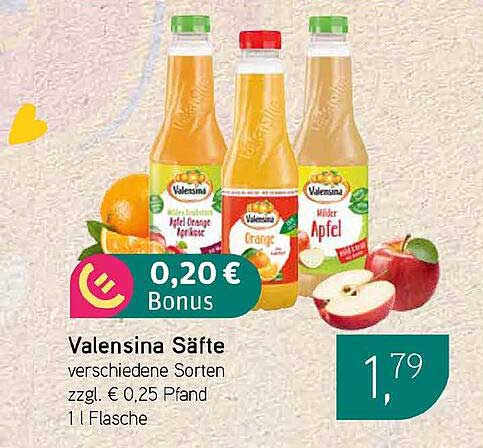 Valensina Säfte verschiedene Sorten zzgl. € 0,25 Pfand 1 l Flasche