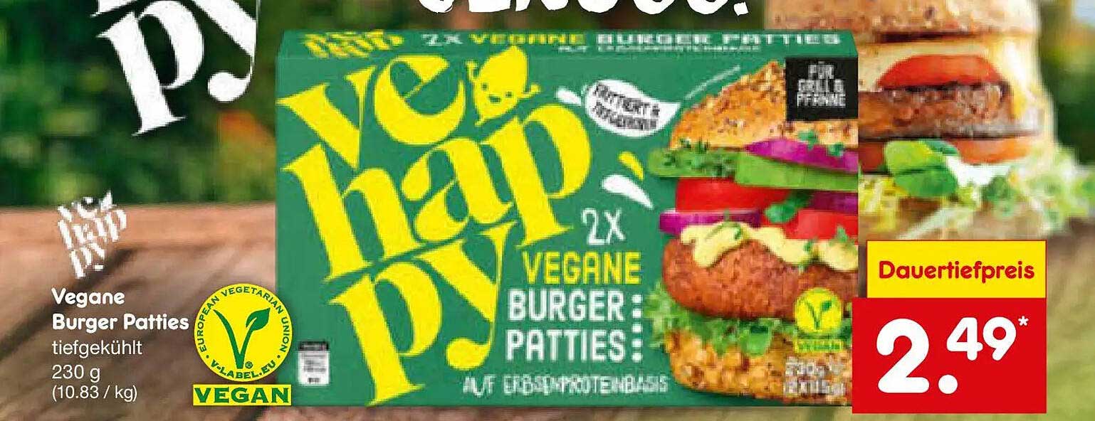Vegane Burger Patties tiefgekühlt 230 g