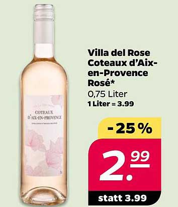 Villa del Rose Coteaux d’Aix-en-Provence Rosé* 0,75 Liter