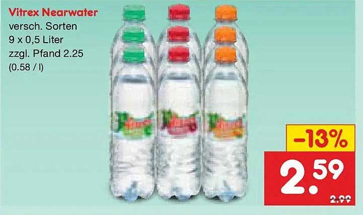 Vitrex Nearwater versch. Sorten 9 x 0,5 Liter zzgl. Pfand 2.25 (0.58 /l)