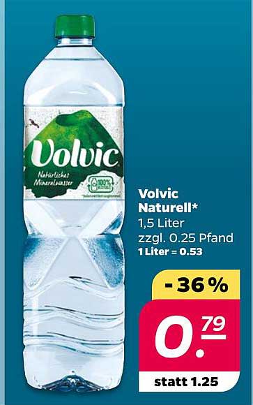 Volvic Naturell* 1,5 Liter zzgl. 0.25 Pfand 1 Liter = 0.53