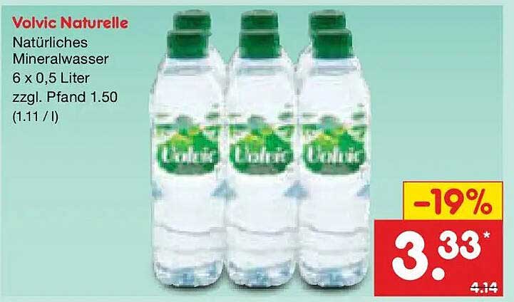 Volvic Naturelle Natürliches Mineralwasser 6 x 0,5 Liter zzgl. Pfand 1.50 (1.11 / l)