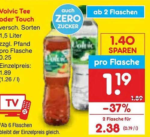 Volvic Tee oder Touch versch. Sorten 1,5 Liter