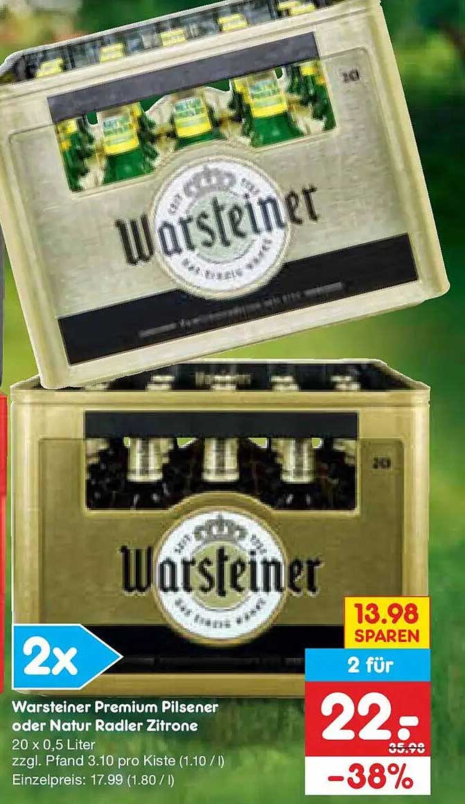 Warsteiner Premium Pilsener oder Natur Radler Zitrone