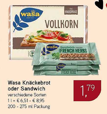 Wasa Knäckebrot oder Sandwich verschiedene Sorten