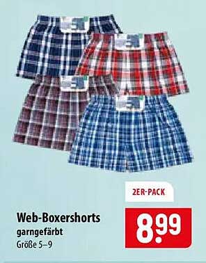 Web-Boxershorts garnegefärbt Größe 5–9