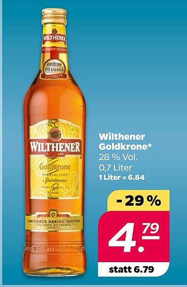 Wilthener Goldkrone* 28 % Vol. 0,7 Liter 1 Liter = 6.84