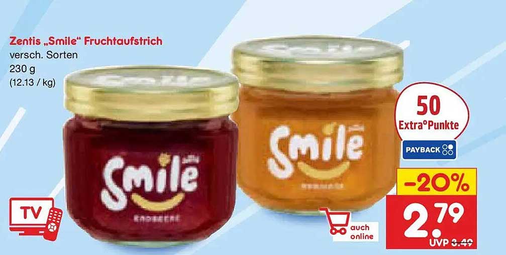 Zentis „Smile“ Fruchtaufstrich versch. Sorten 230 g
