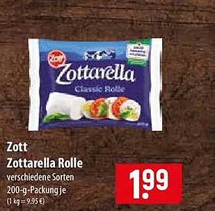 Zottarella Rolle verschiedene Sorten 200-g-Packung je
