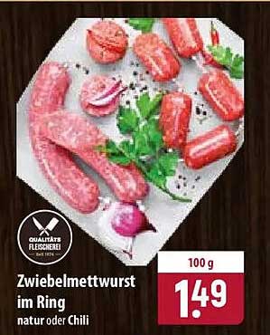 Zwiebelmettwurst im Ring natur oder Chili