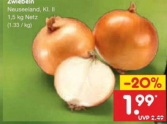 Zwiebeln Neuseeland, Kl. II 1,5 kg Netz (1.33 / kg)