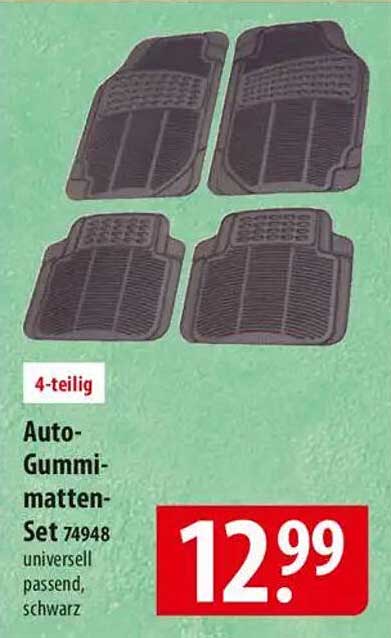 Auto-Gummimatten-Set 74948 - 4-teilig, universell passend, schwarz
