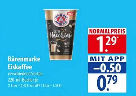 Bärenmarke Eiskaffee verschiedene Sorten 220-ml-Becher je