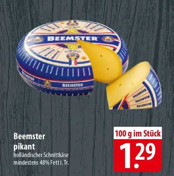 Beemster pikant – holländischer Schnittkäse mindestens 48% Fett i. Tr.