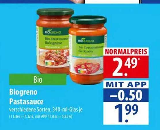 Biogreno Pastasauce verschiedene Sorten, 340-ml-Glas