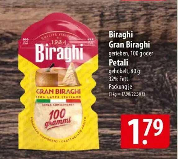 Biraghi Gran Biraghi gerieben, 100 g oder Petali gehobelt, 80 g