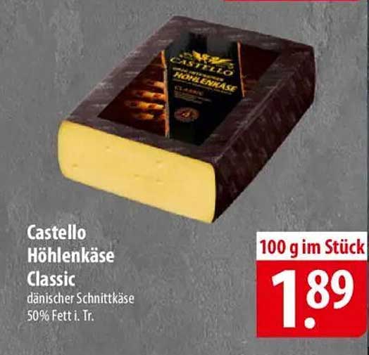 Castello Höhlenkäse Classic - dänischer Schnittkäse 50% Fett i. Tr.