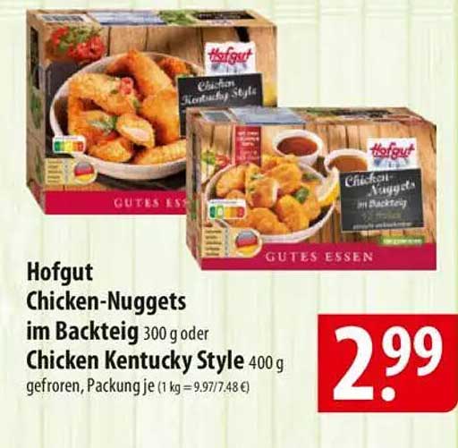 Hofgut Chicken-Nuggets im Backteig 300 g oder Chicken Kentucky Style 400 g