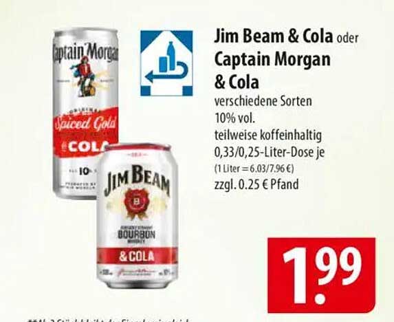 Jim Beam & Cola oder Captain Morgan & Cola