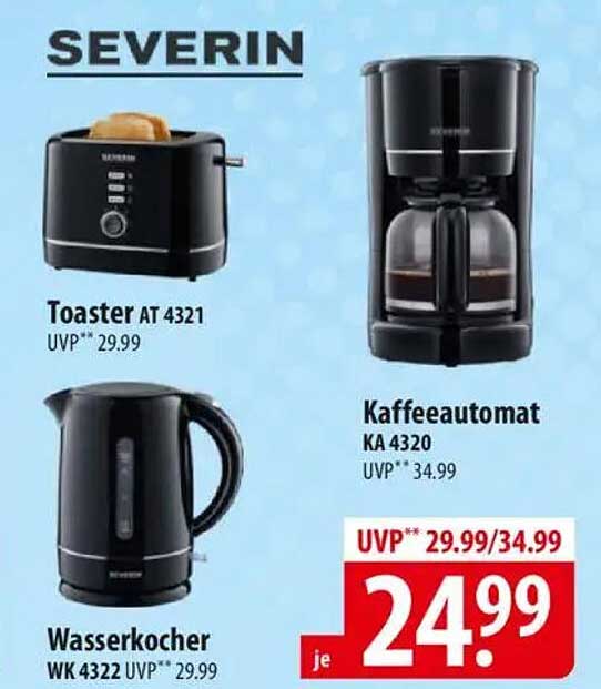 Kaffeeautomat KA 4320 und Toaster AT 4321 von SEVERIN - Jetzt zugreifen!