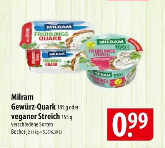 Milram Gewürz-Quark 185 g oder veganer Streich 155 g verschiedene Sorten