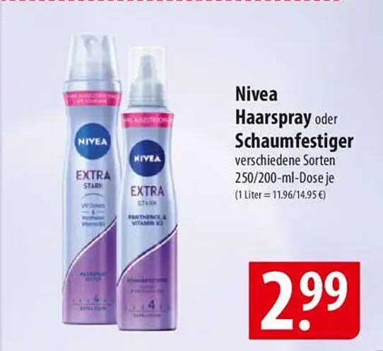 Nivea Haarspray oder Schaumfestiger verschiedene Sorten 250/200-ml-Dose je
