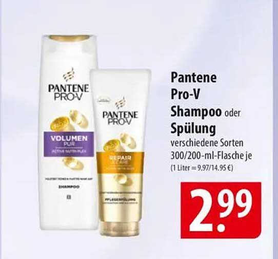 Pantene Pro-V Shampoo oder Spülung verschiedene Sorten 300/200-ml-Flasche je