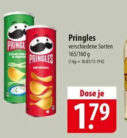 Pringles verschiedene Sorten 165/160 g