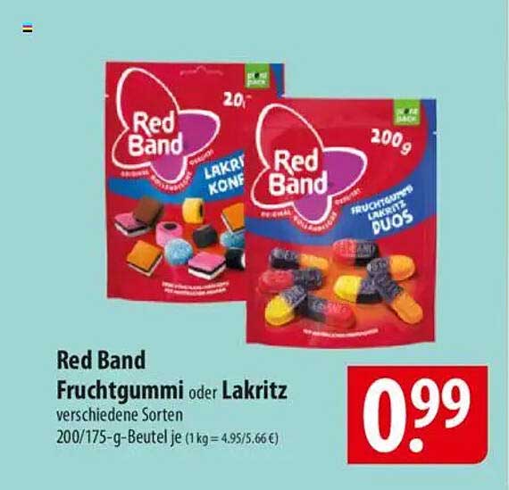 Red Band Fruchtgummi oder Lakritz verschiedene Sorten 200/175-g-Beutel