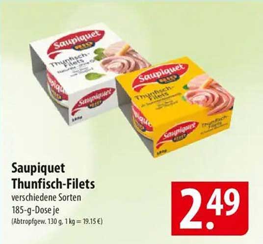 Saupiquet Thunfsch-Filets verschiedene Sorten 185-g-Dose je