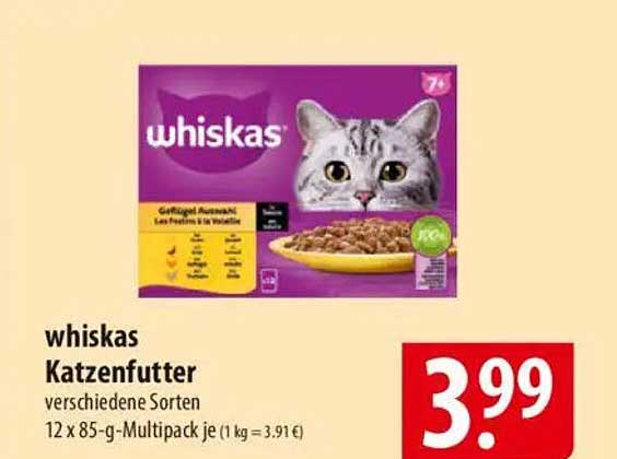 whiskas Katzenfutter verschiedene Sorten 12 x 85-g-Multipack