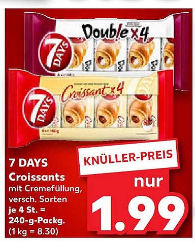 7 DAYS Croissants mit Cremefüllung, versch. Sorten