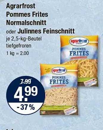Agrarfrost Pommes Frites Normalschnitt oder Julienne Feinschnitt 2,5 kg