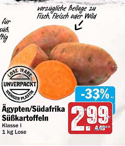 Ägypten/Südafrika Süßkartoffeln Klasse I 1 kg Lose
