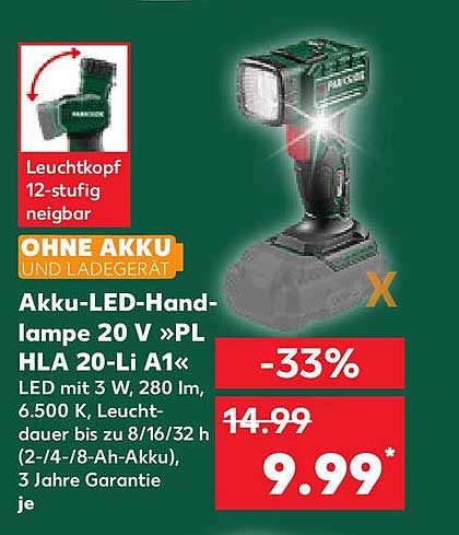 Akku-LED-Handlampe 20 V »PL HLA 20-Li A1« - Leuchtkraft und Flexibilität