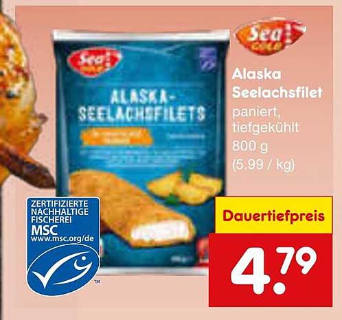 Alaska Seelachsfilet, panierte, tiefgefrorene Spezialität - 800 g