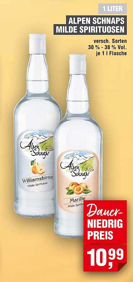 ALPEN SCHNAPS MILDE SPIRITUOSEN 1 LITER
