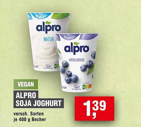 ALPRO SOJA JOGHURT - Verschiedene Sorten je 400 g Becher