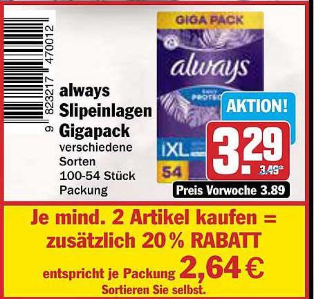 always Slippeinlagen Gigapack - verschiedene Sorten