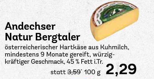 Andechser Natur Bergtaler - österreichischer Hartkäse