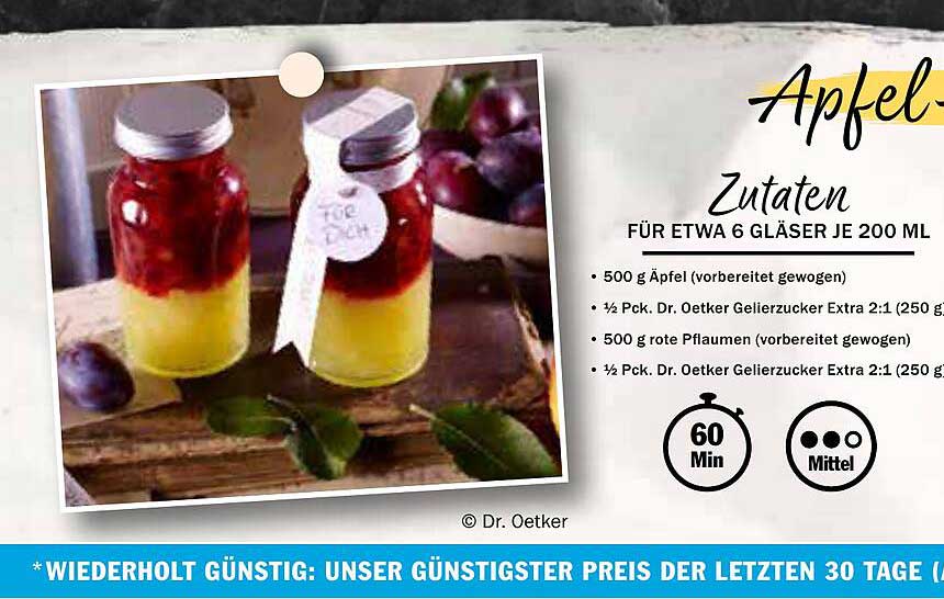 Apfel-Marmelade mit roten Pflaumen - für etwa 6 Gläser je 200 ml