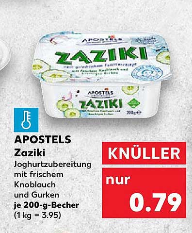 APOSTELS Zaziki Joghurtzubereitung mit frischem Knoblauch und Gurken 200-g-Becher